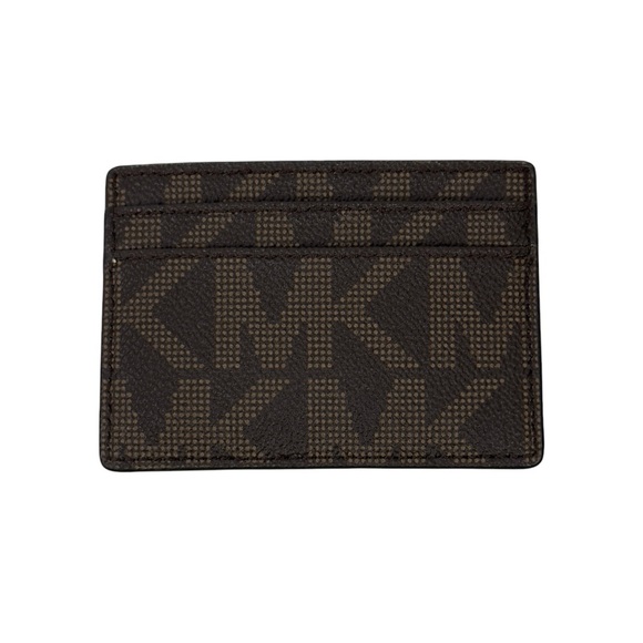MICHAEL KORS SIGNATURE MK LOGO CARD HOLDER WALLET CASE BROWN/GOLD - Picture 9 of 15